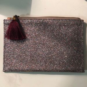 JCREW sparkly wristlet with burgundy tassel NWT